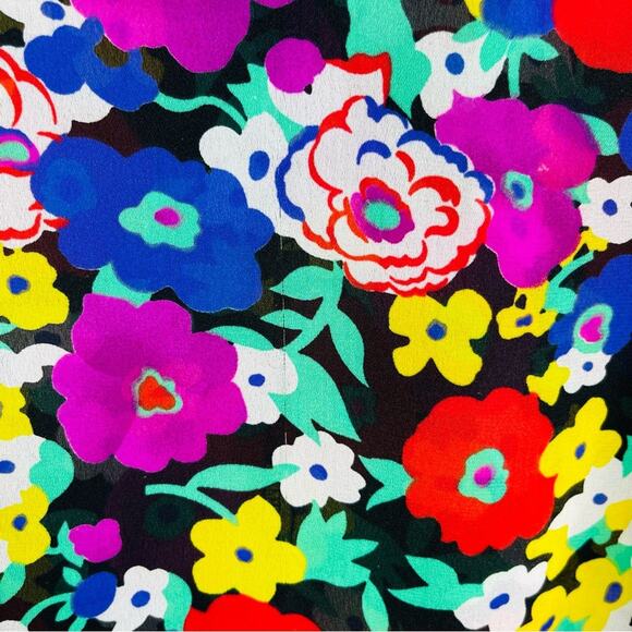 Vintage purple black red floral 70s colorful chiffon semi sheer blouse top 10 - Picture 6 of 8